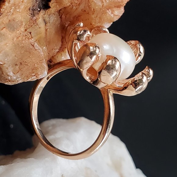GG Unique Jewelry Jewelry - Solid Sterling Silver 925/14 kt Rose Gold Pearl